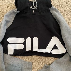 fila colourblock hoodie cropped